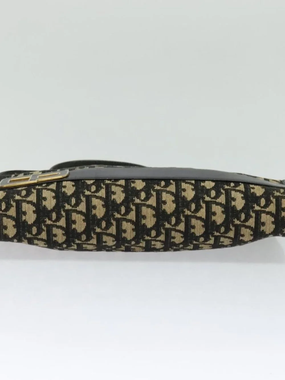 Christian Dior Trotter Canvas Shoulder Bag Navy Gold Auth 122509 - Picture 6 of 16